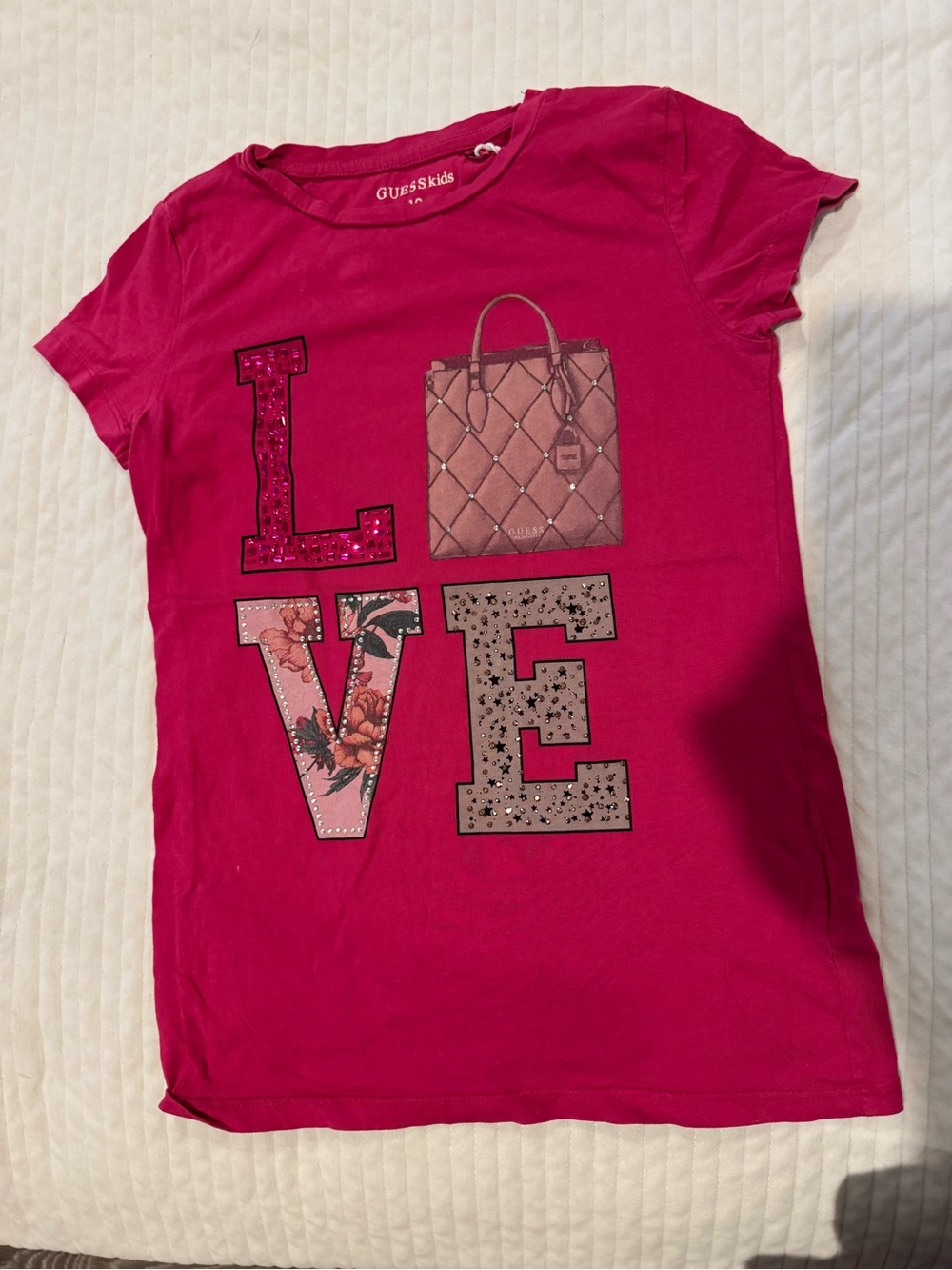 Guess Hot Pink "LOVE" Graphic Tee - Girls